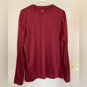 Landsend Men's Expedition Base Layer Shirt Dark Red Size Large